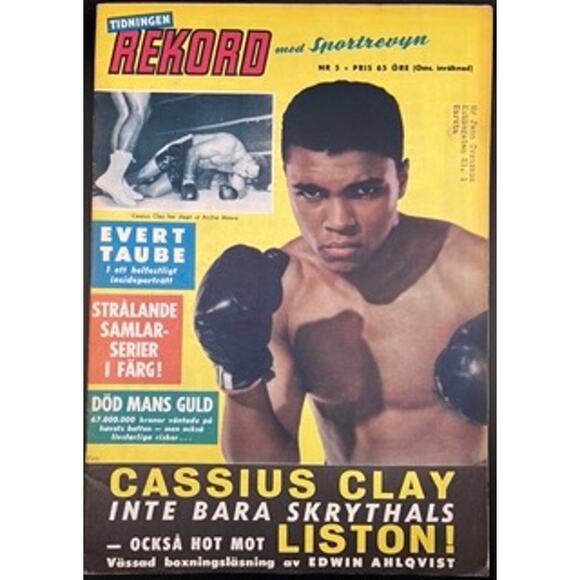 1963 Swedish Rekord Journal Cassius Clay Magazine Greatest Muhammad Ali Boxing - Picture 1 of 4